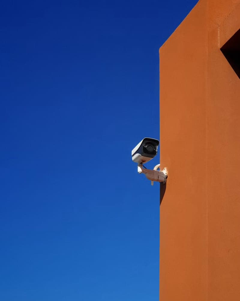 Instalator montuje kamerę monitoringu