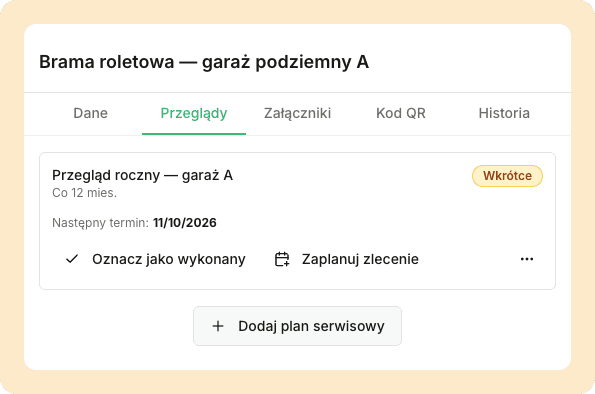 Nigdy nie przegap przeglądu — zrzut ekranu ServiceKoala